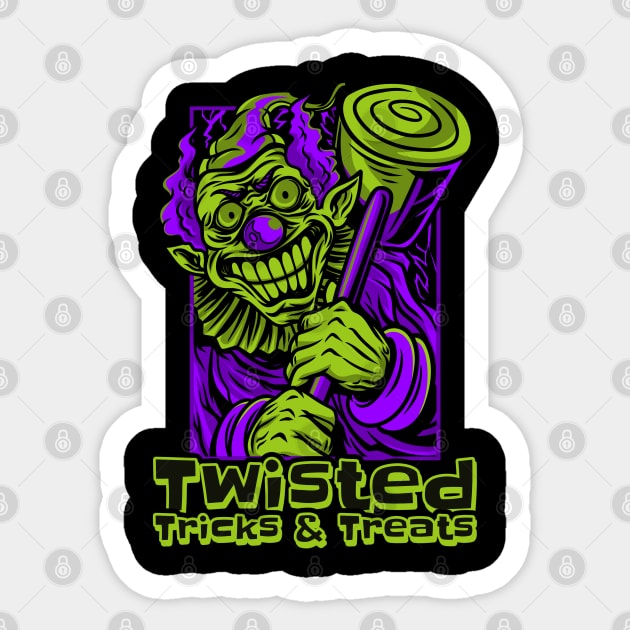 Twisted Tricks & Treats – Evil Clown Halloween Design Sticker by Stylecombinator